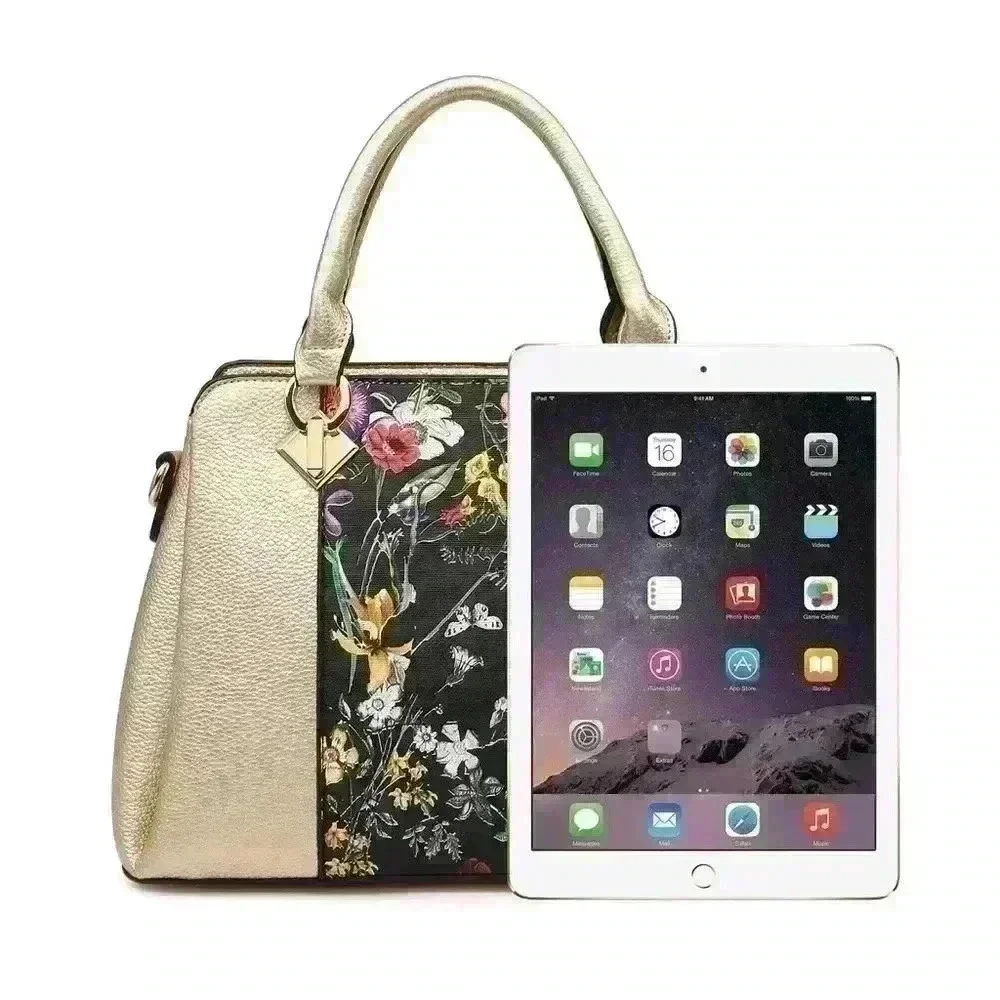 Two-Tone Dasein Floral Print Satchel NWOT